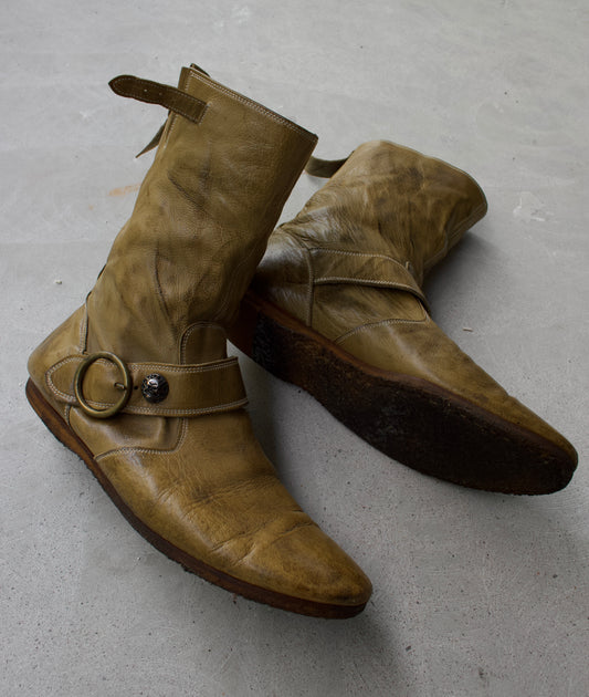 Mihara Yasuhiro AW04 Studded Leather Pirate Crepe Boots