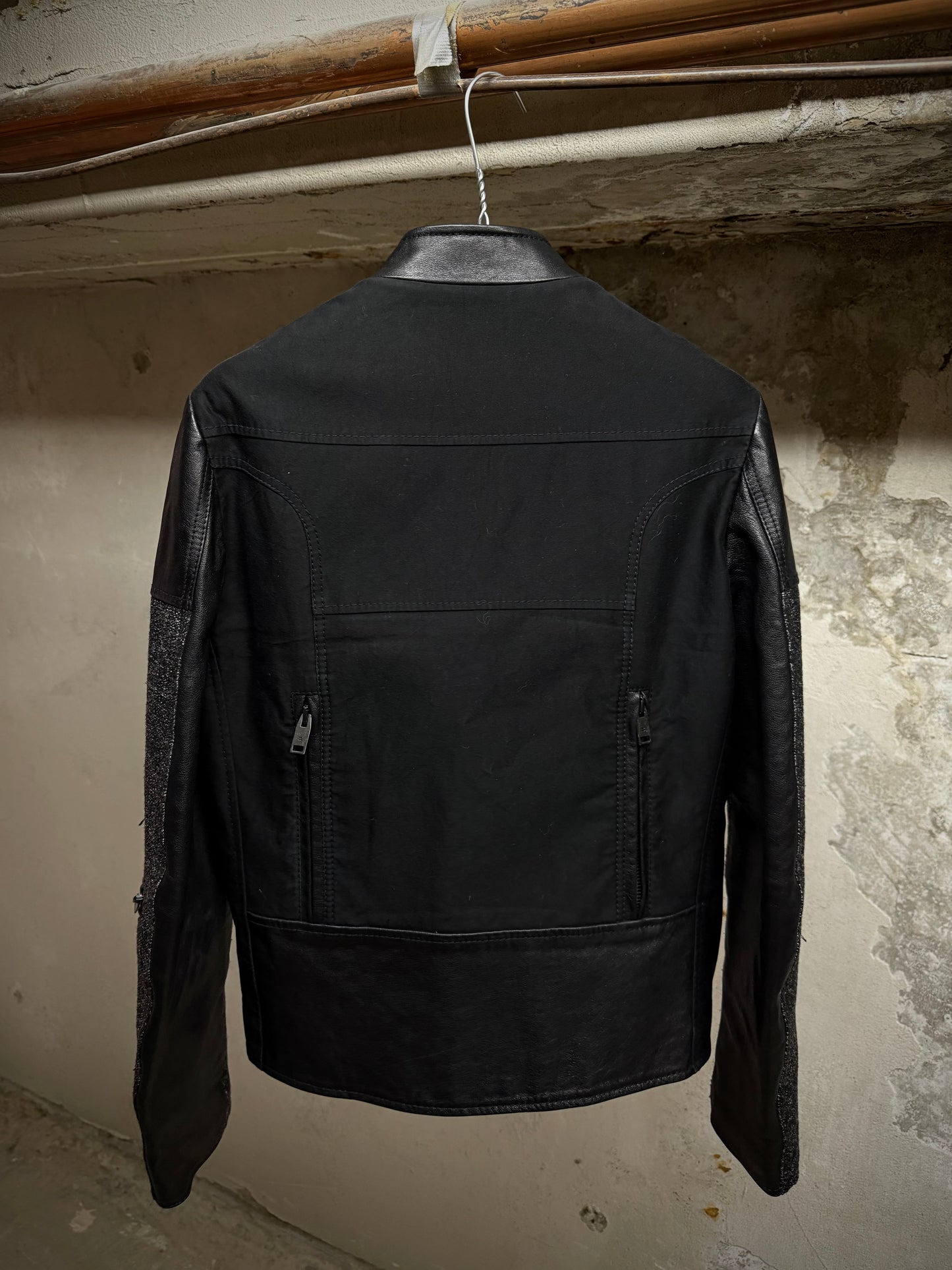 Balenciaga by Nicolas Ghesquière AW2012 Buffalo Leather Hybrid Rider Jacket detail | DRIEW GARMENTS