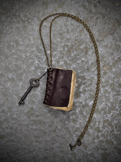 KLASICA Key & Leather Book Brass Chain Necklace | Archive Fashion Toronto