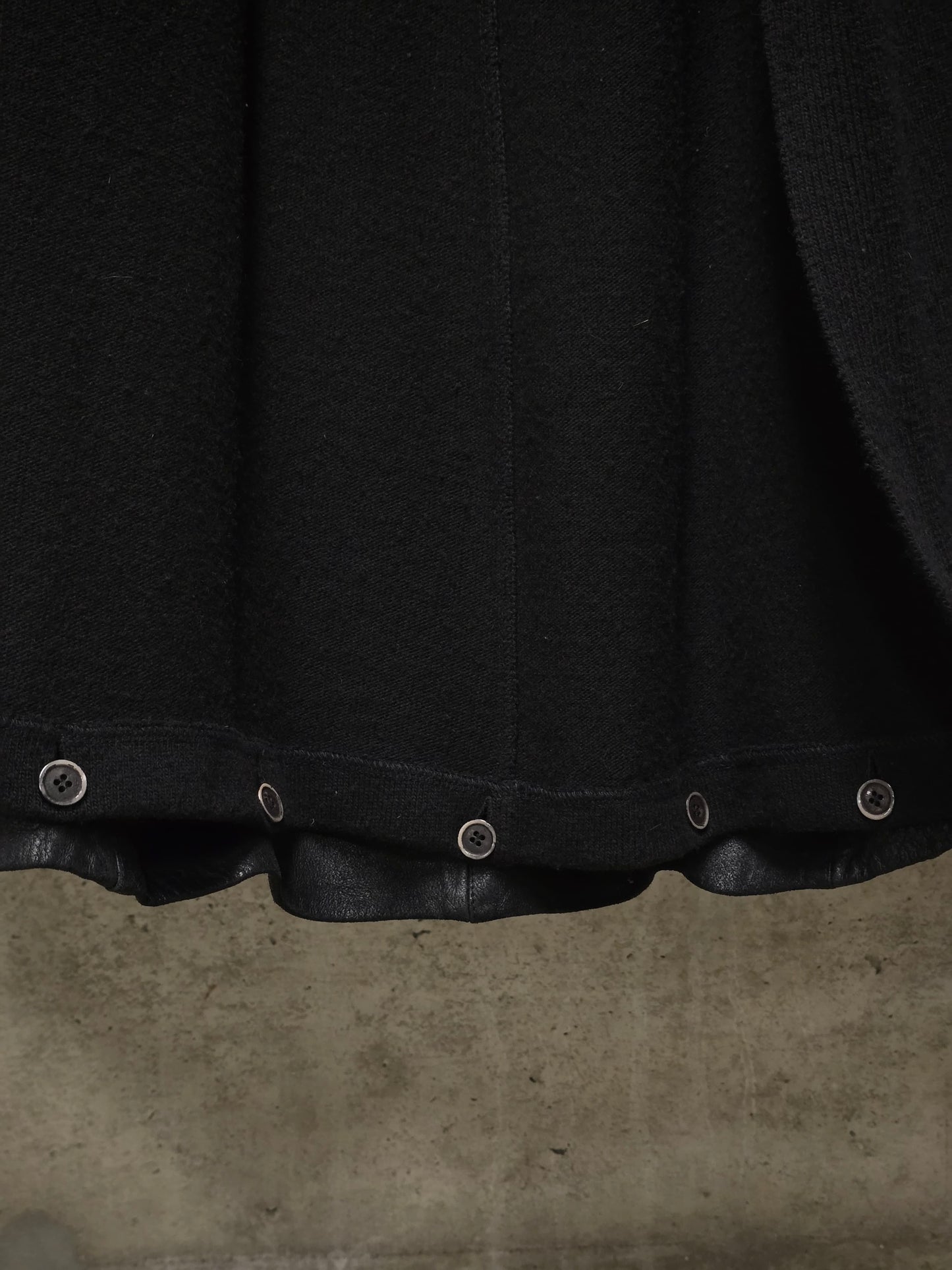 MASNADA Detachable Blistered Lamb Leather Asymmetric Zip Vest Wool Long-sleeves