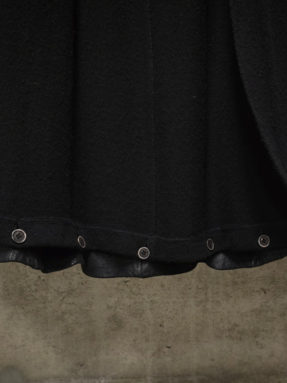 MASNADA Detachable Blistered Lamb Leather Asymmetric Zip Vest Wool Long-sleeves