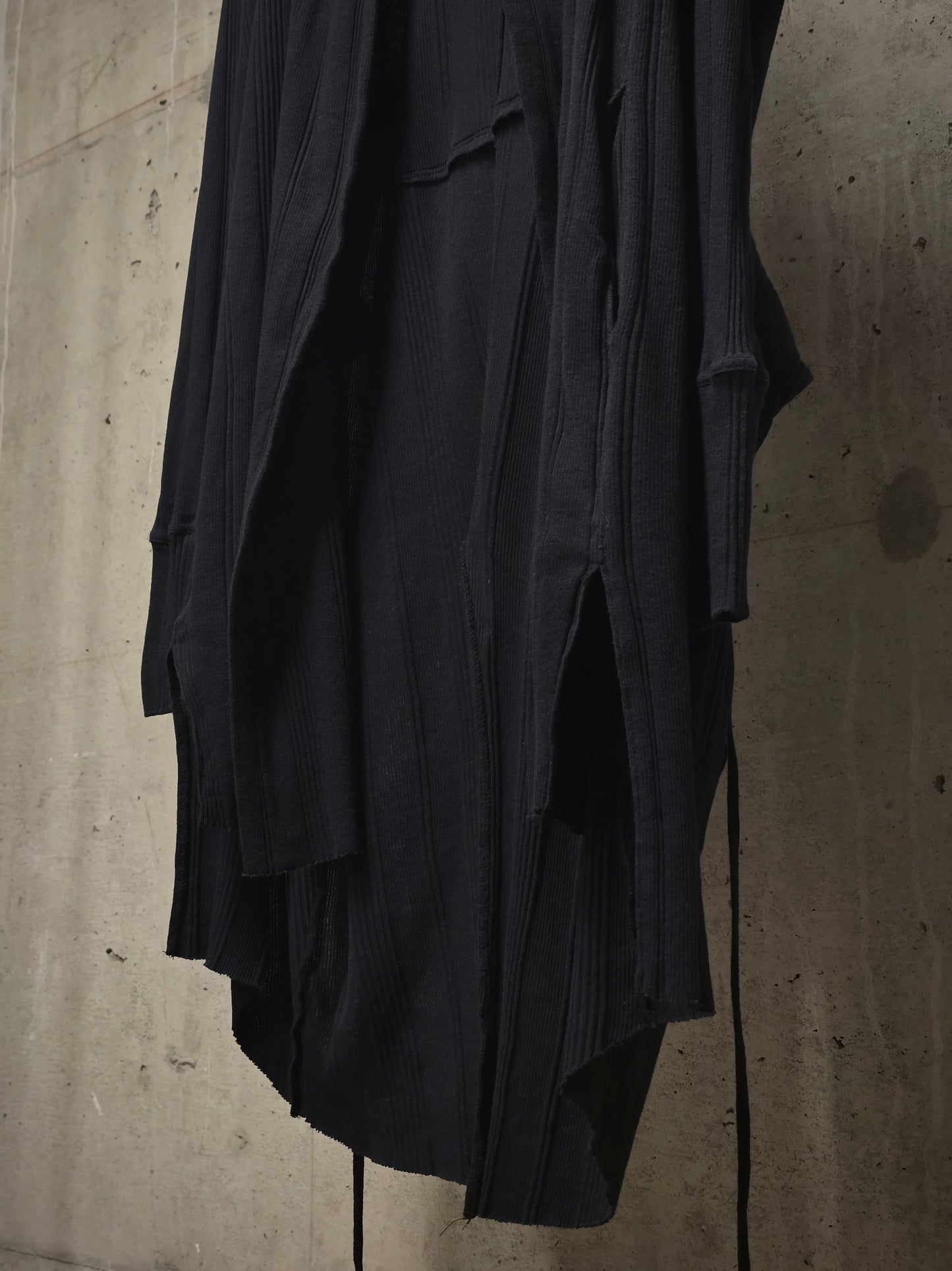 Aleksandr Manamïs Dark Navy Striped Rib Knit Open Front Cardigan