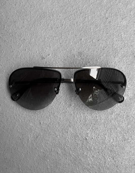 Ann Demeulemeester x Linda Farrow CAT.2 Titanium Steel Aviator Sunglasses
