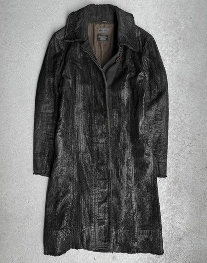 SHARE SPIRIT Early 00s Blistered Waxed Cotton Long Coat