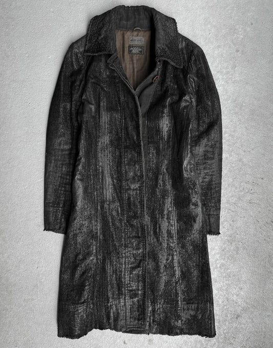 SHARE SPIRIT Early 00s Blistered Waxed Cotton Long Coat