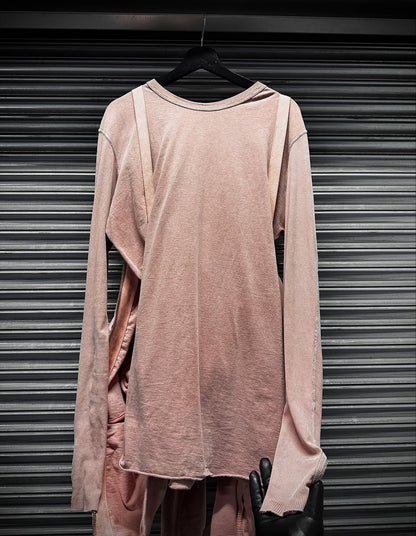 Boris Bidjan Saberi SS23 Mellow Rose Object-dyed ‘LS1.2 RF’ Thumb Hole Long-sleeves