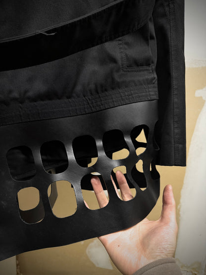 Rick Owens SS14 "VICIOUS" Faux Leather Cut-Out Cotton Trench Coat detail | DRIEW GARMENTS