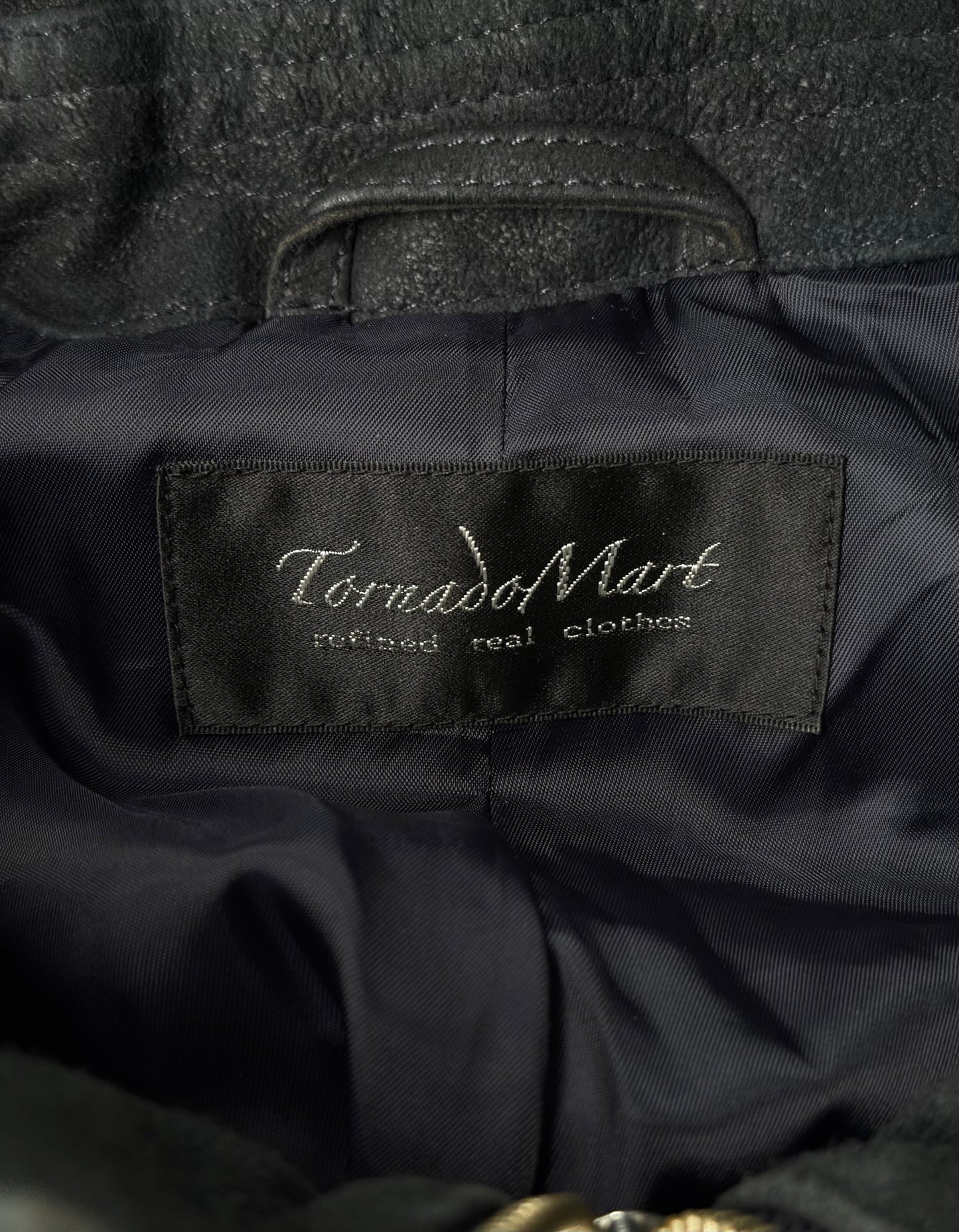 Tornado Mart Early 00s Dark Blue Corset Back Goatskin Suede Leather Jacket
