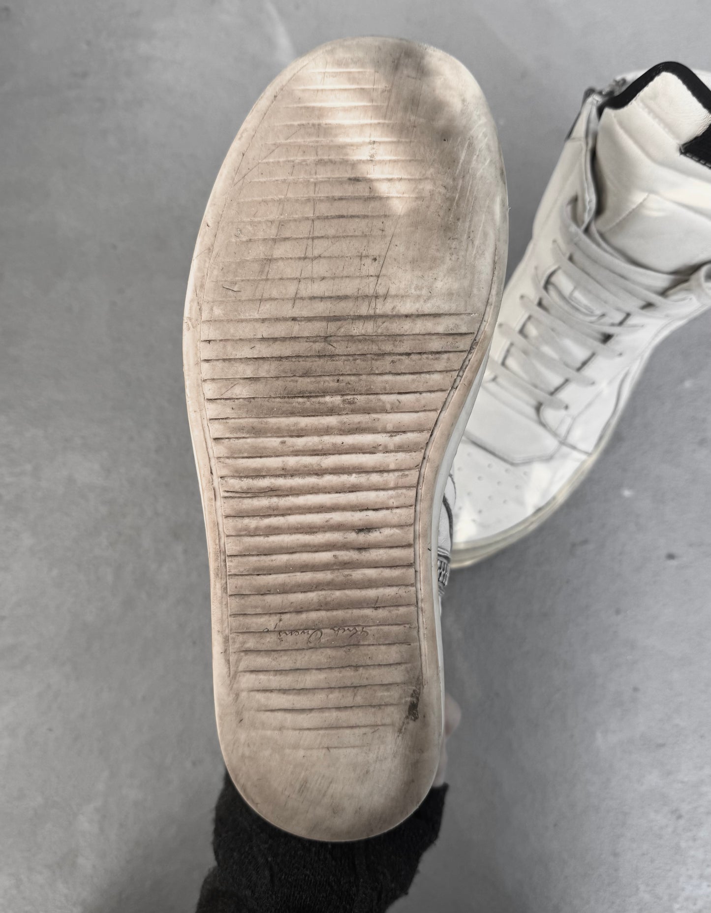 Rick Owens SS16 “CYCLOPS” All-white Geobasket Leather Sneakers