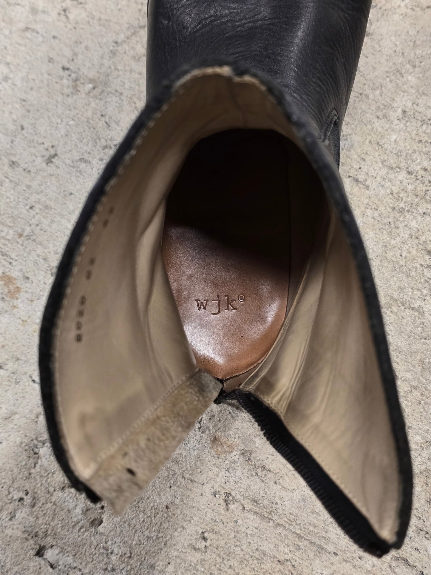 wjk by Jun Hashimoto 00s Black Bison Leather Back Zip Boots