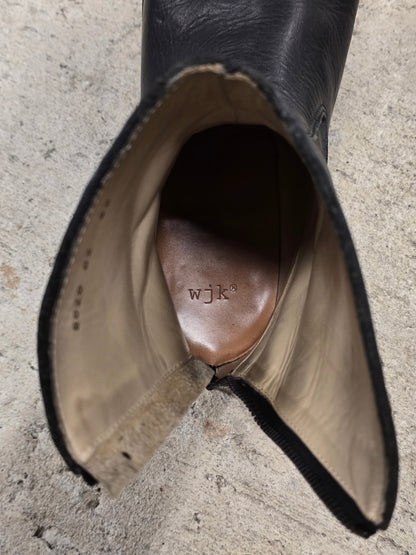 wjk by Jun Hashimoto 00s Black Bison Leather Back Zip Boots