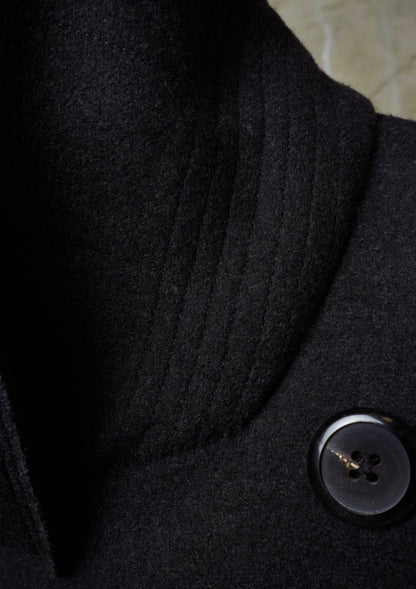 Lad Musician AW11 Charcoal Heavy Melton Wool Wide Collar Peacoat
