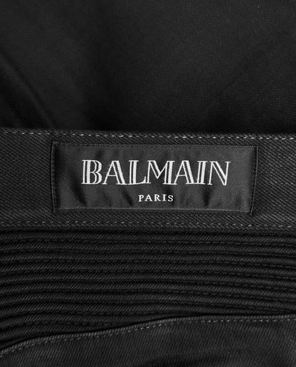 BALMAIN by Olivier Rousteing AW14 Light-waxed Black Biker Denim