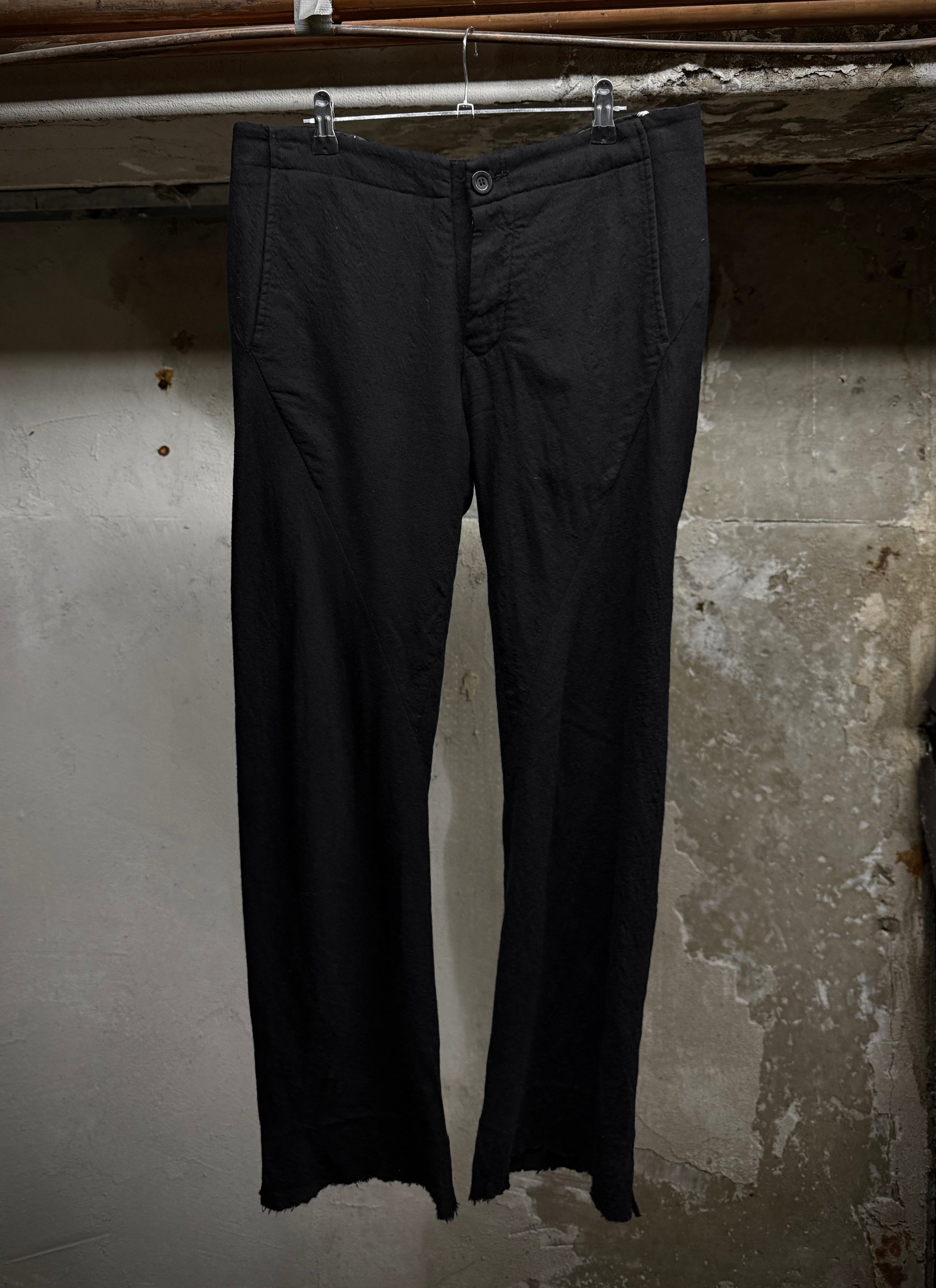 Rick Owens AW08 "STAG" Bias Cut Frayed Hem Flare Wool Trousers | Archive Fashion Toronto