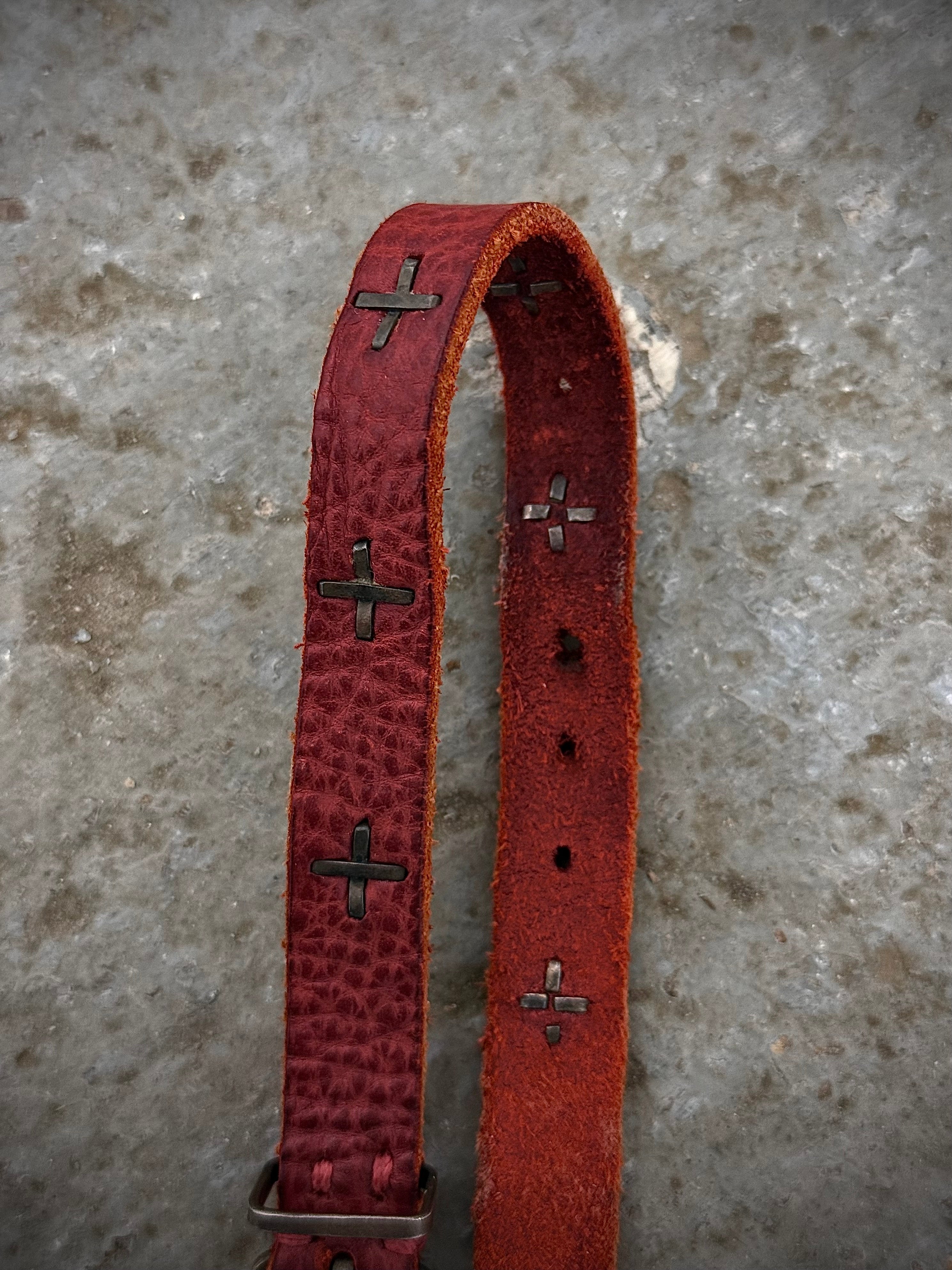 m.a+ Silver Cross Bison Leather Wristband | Toronto – DRIEW