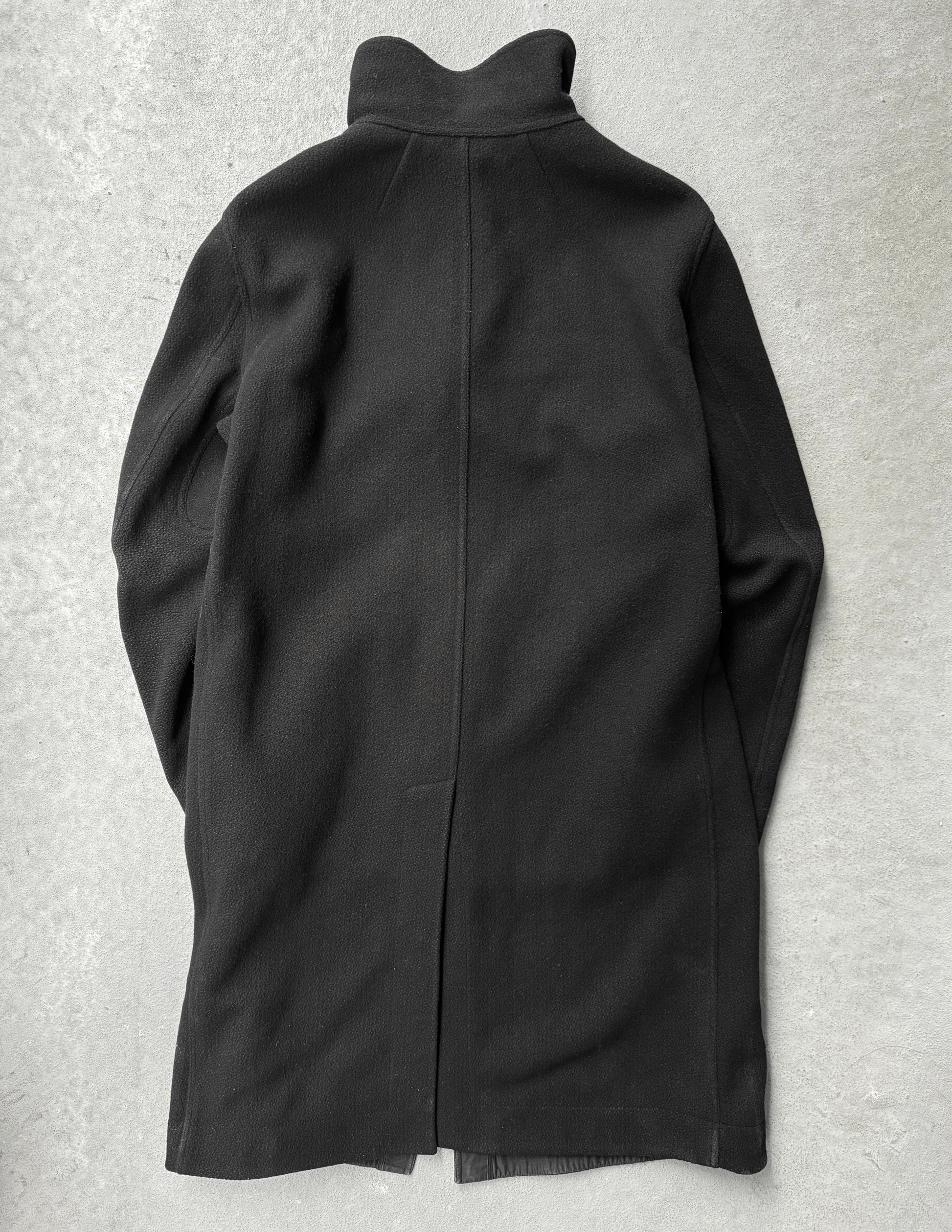 Rick Owens AW15 "SPHINX" Mollino Asymmetrical Front Zip Heavy Wool Coat detail | DRIEW GARMENTS