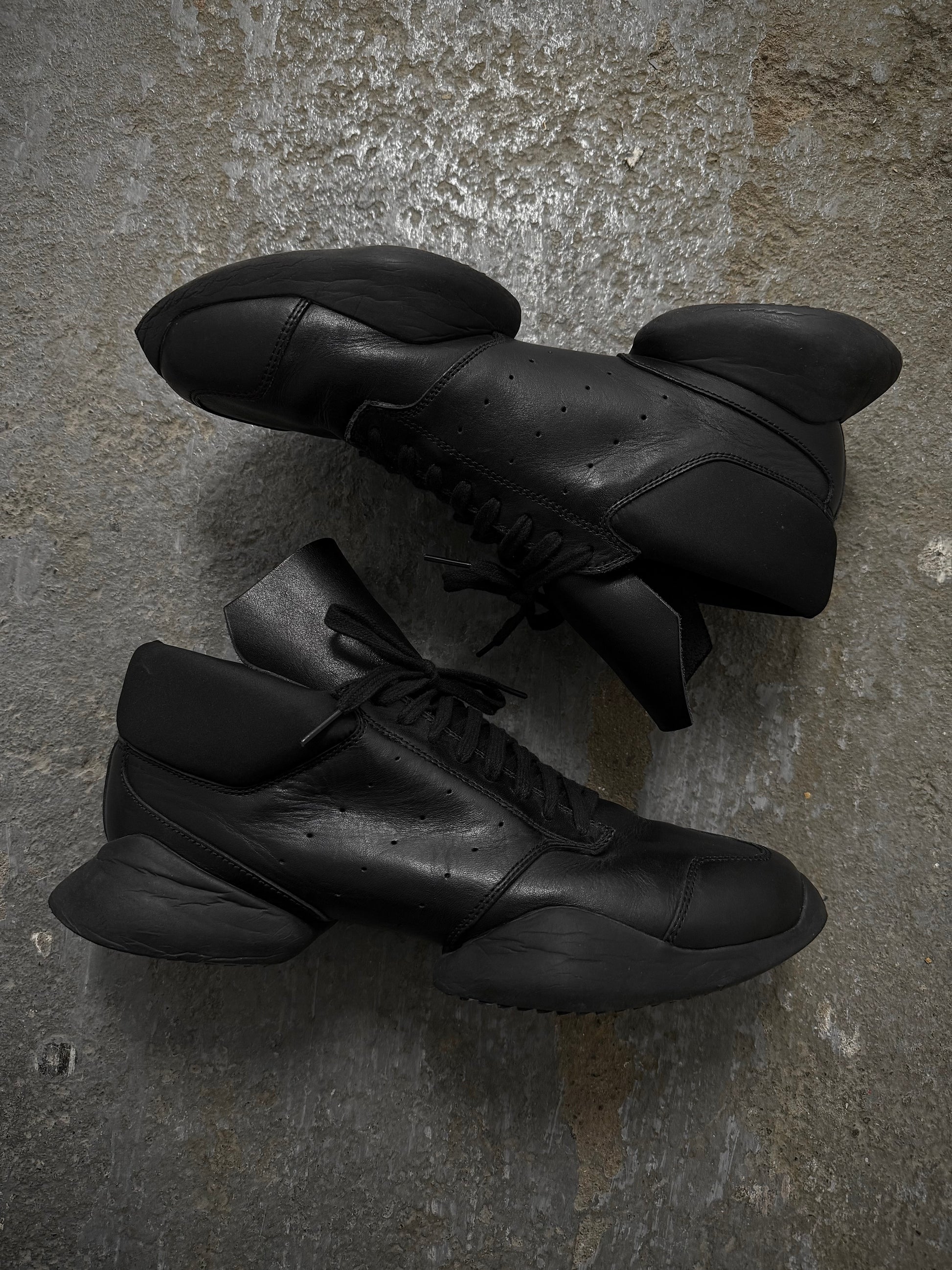 Rick Owens x Adidas SS14 “VICIOUS” 'RO RUNNER' Black Leather Sneakers | Archive Fashion Toronto