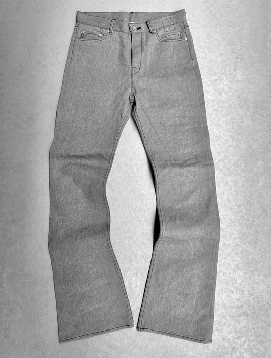 *SAMPLE* Rick Owens DRKSHDW AW22 “STROBE” 16oz Japanese Raw Selvedge Flare ‘Jim Cut’ Denim