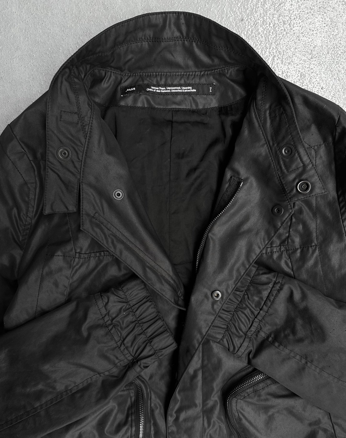 Julius_7 AW22-23 “EREBUS;” Nylon Multi-zip Rider Jacket