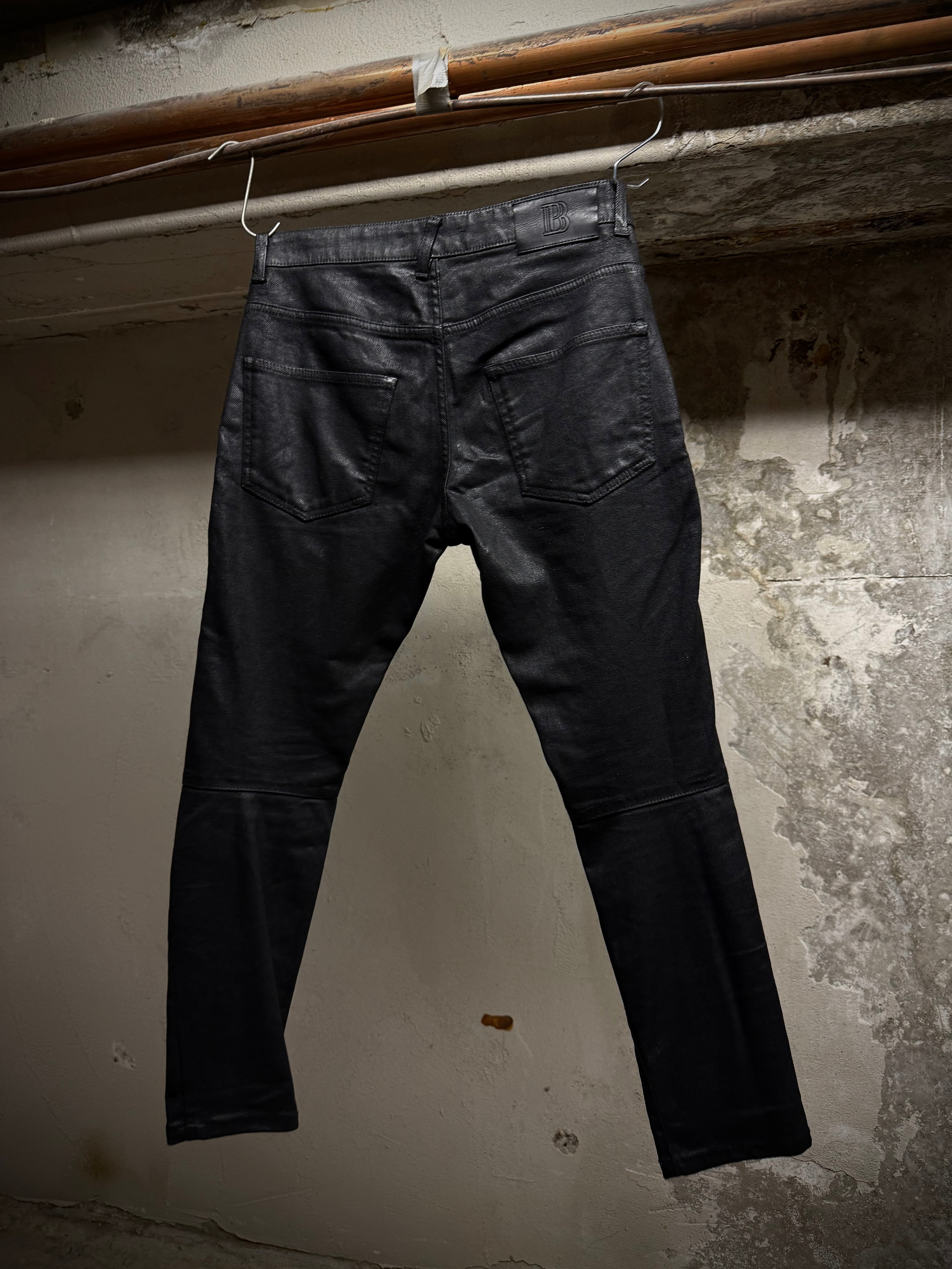 Balmain Waxed Biker Denim Jeans 2010s | Size 29-30 – DRIEW