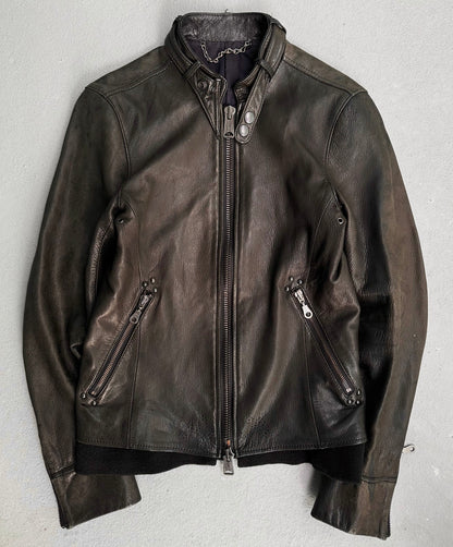 MiharaYasuhiro AW08 Garment-dyed Studded Deerskin Leather Jacket