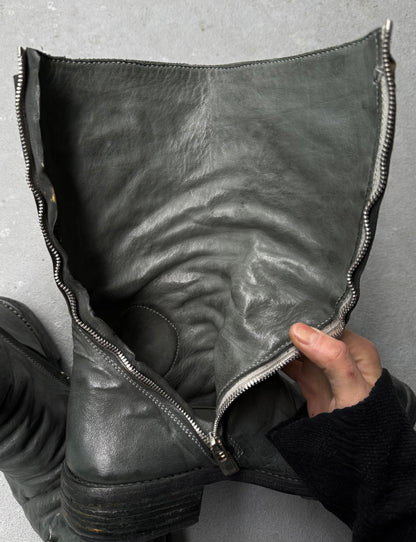 Carol Christian Poell ‘AM/2687P ROOMS-PTC/19’ Kangaroo Leather Titanium Prosthetic Tornado Zip Boots