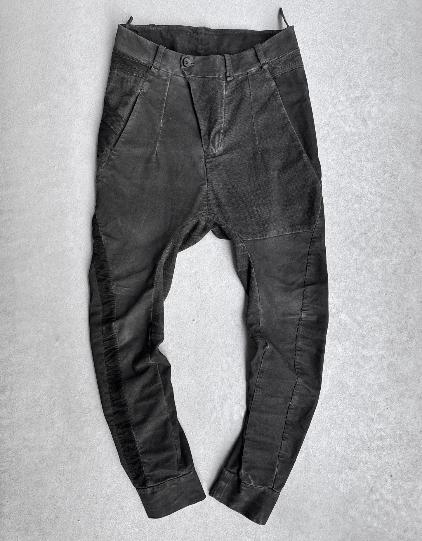 MASNADA Washed Grey Deconstructed Drop-crotch Denim