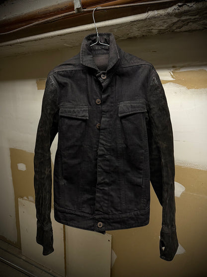 Boris Bidjan Saberi SS14 'TEJANA 1' Horse Culatta Leather Sleeve Hybrid Denim Jacket