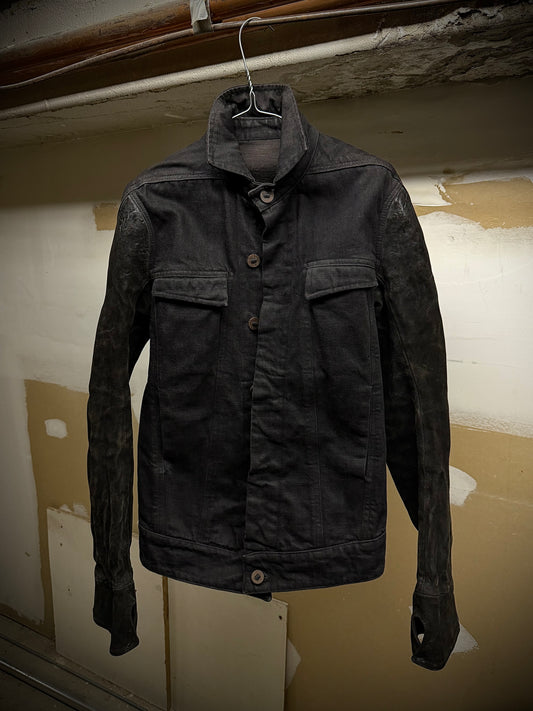 Boris Bidjan Saberi SS14 'TEJANA 1' Horse Culatta Leather Sleeve Hybrid Denim Jacket