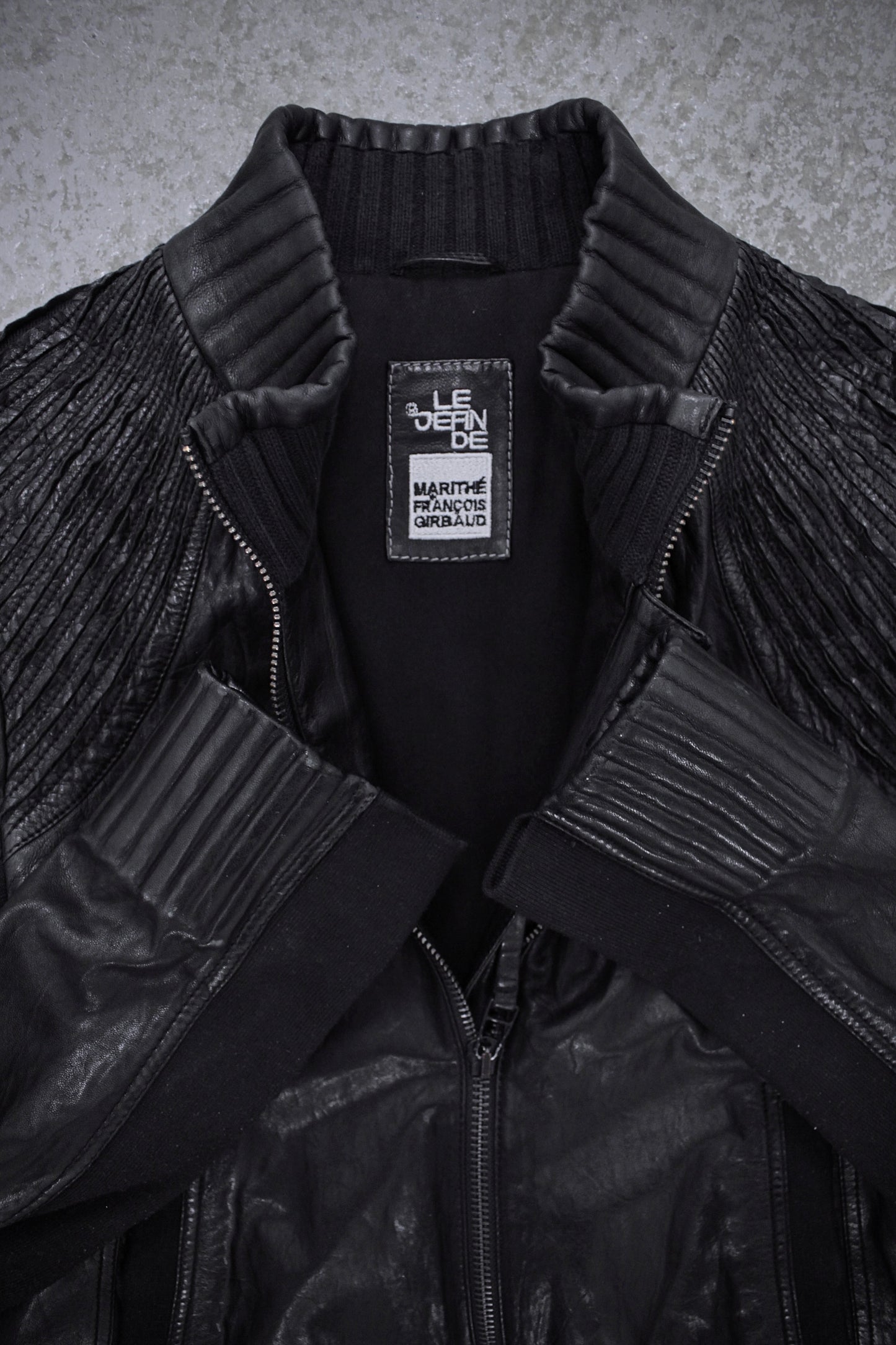 Marithé + François Girbaud Early 00s Embossed Lambskin Leather Rider Jacket detail | DRIEW GARMENTS