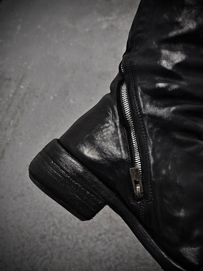 Carol Christian Poell 'AM/2687P CORS-PTC/010' Horse Leather Titanium Prosthetic Tornado Zip Boots