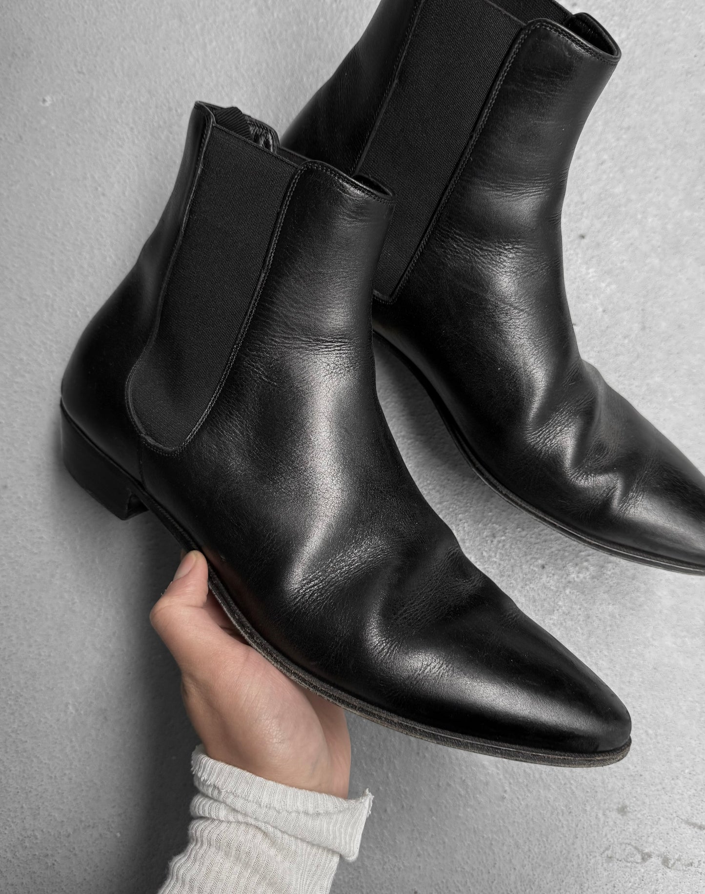 CELINE SS19 Black ‘Jacno' Chelsea Leather Boots