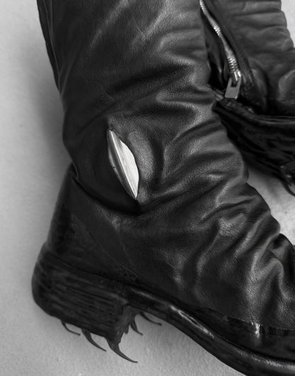 Carol Christian Poell ‘AF/0907PR ROOMS-PTC/10’ Black Objet-dyed Kangaroo Leather Titanium Prosthetic Drip Tornado Zip Boots