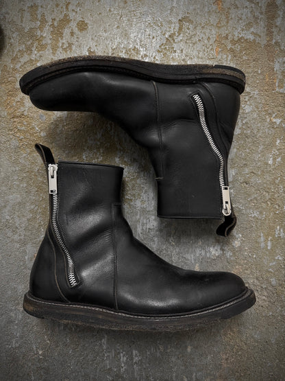 Rick Owens AW13 “PLINTH” Dual Zip Crepe Sole Calf Leather Boots | Archive Fashion Toronto