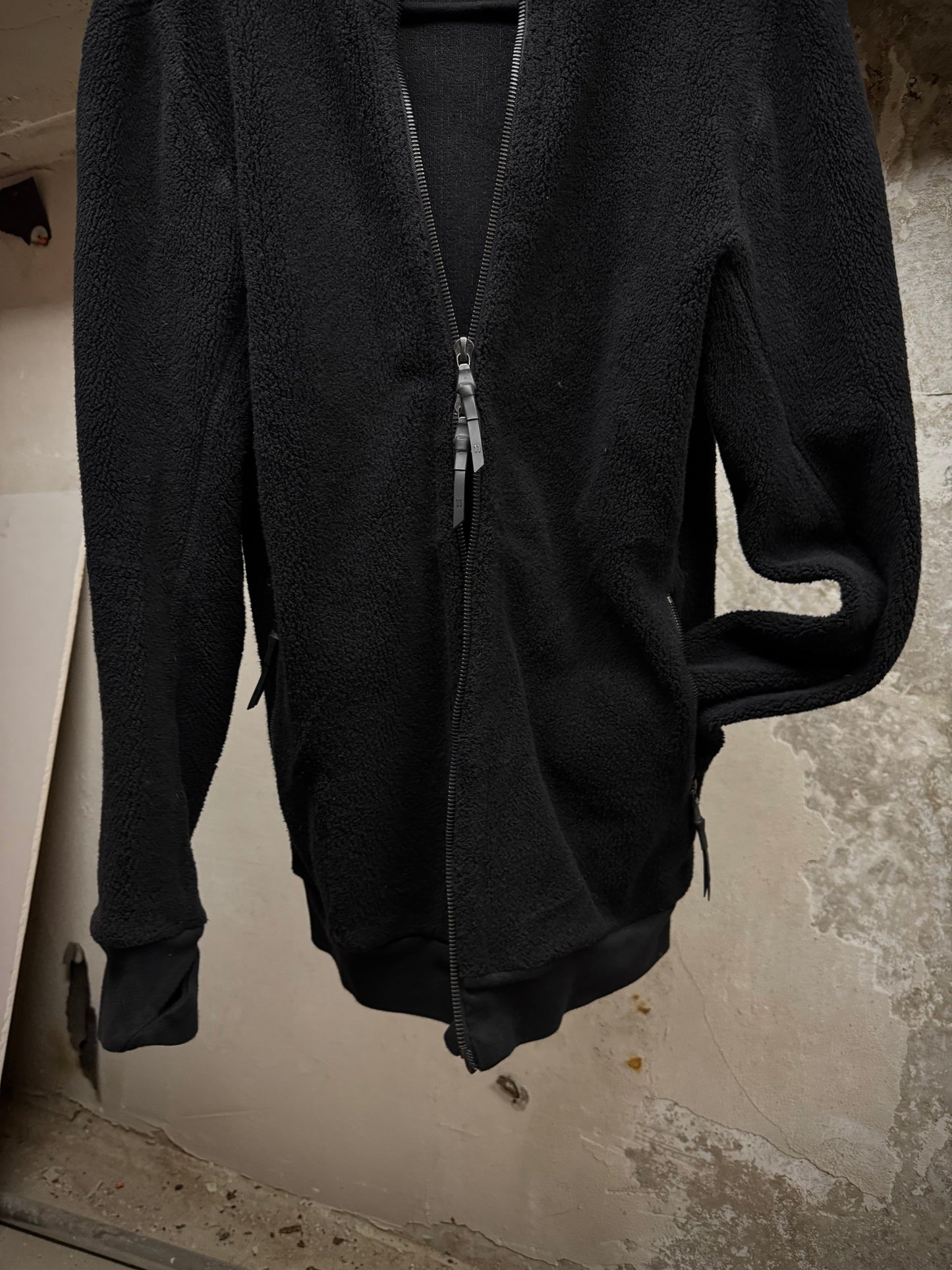 11 by Boris Bidjan Saberi Raglan Cotton Fleece Zip Up Jacket