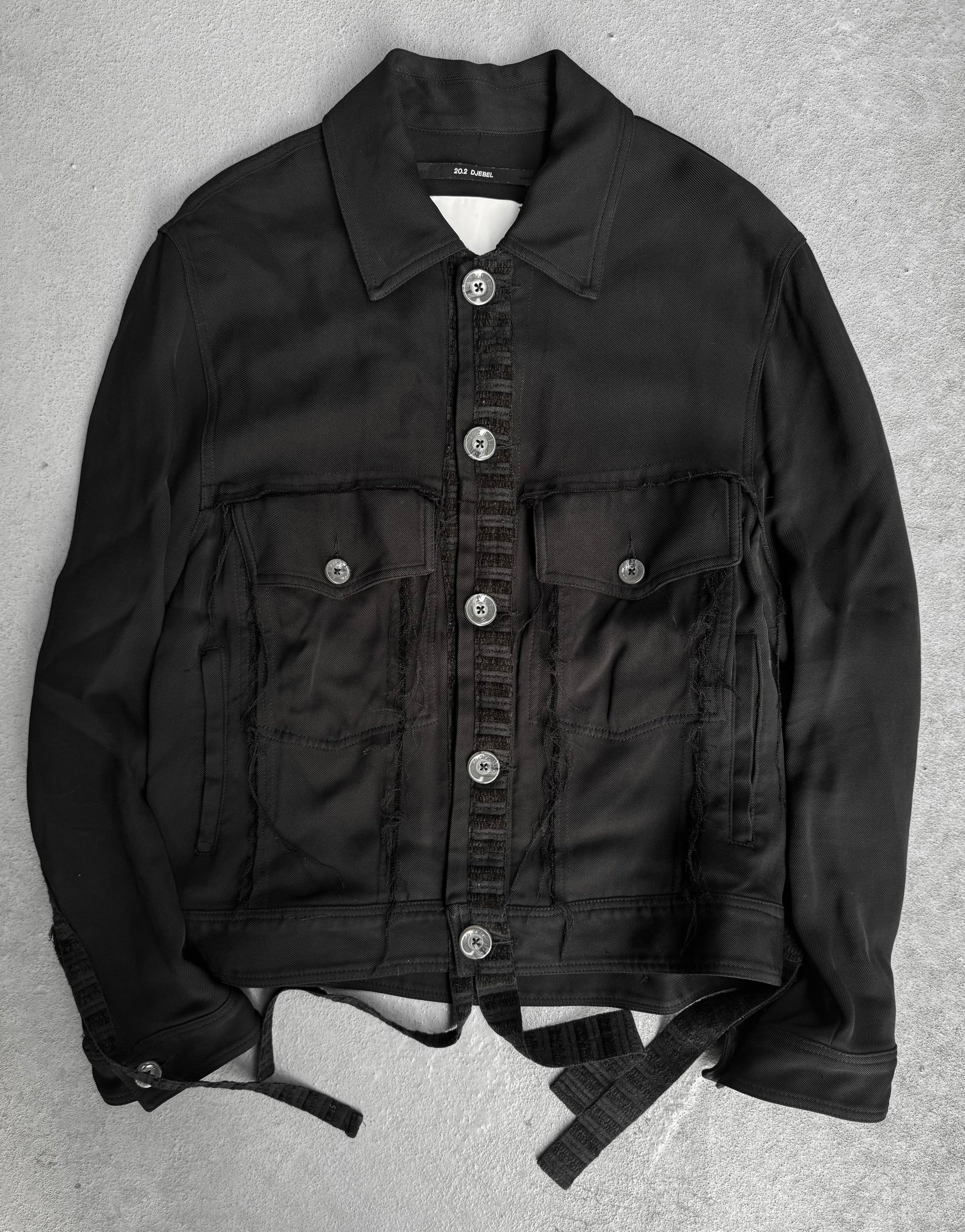 SONG FOR THE MUTE AW20 "20.2 DJEBEL" Frayed Edge Viscose Trucker Jacket | Archive Fashion Toronto