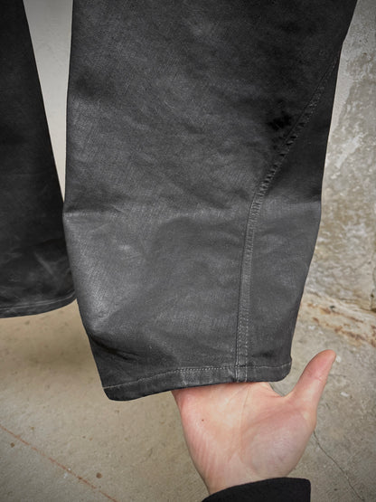 Rick Owens DRKSHDW AW24 "PORTERVILLE" 'BIAS BOOTCUT' Waxed Flare Denim detail | DRIEW GARMENTS