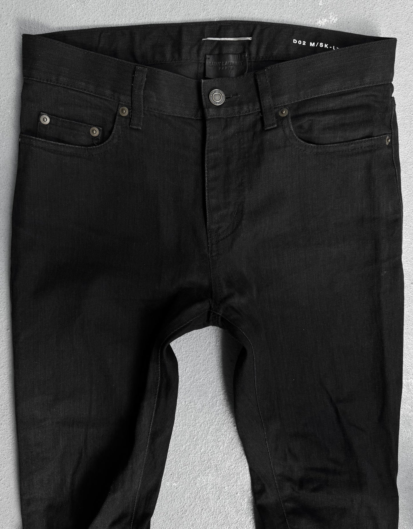 Saint Laurent Paris AW15 Black ‘D02’ Distressed Knee Skinny Denim