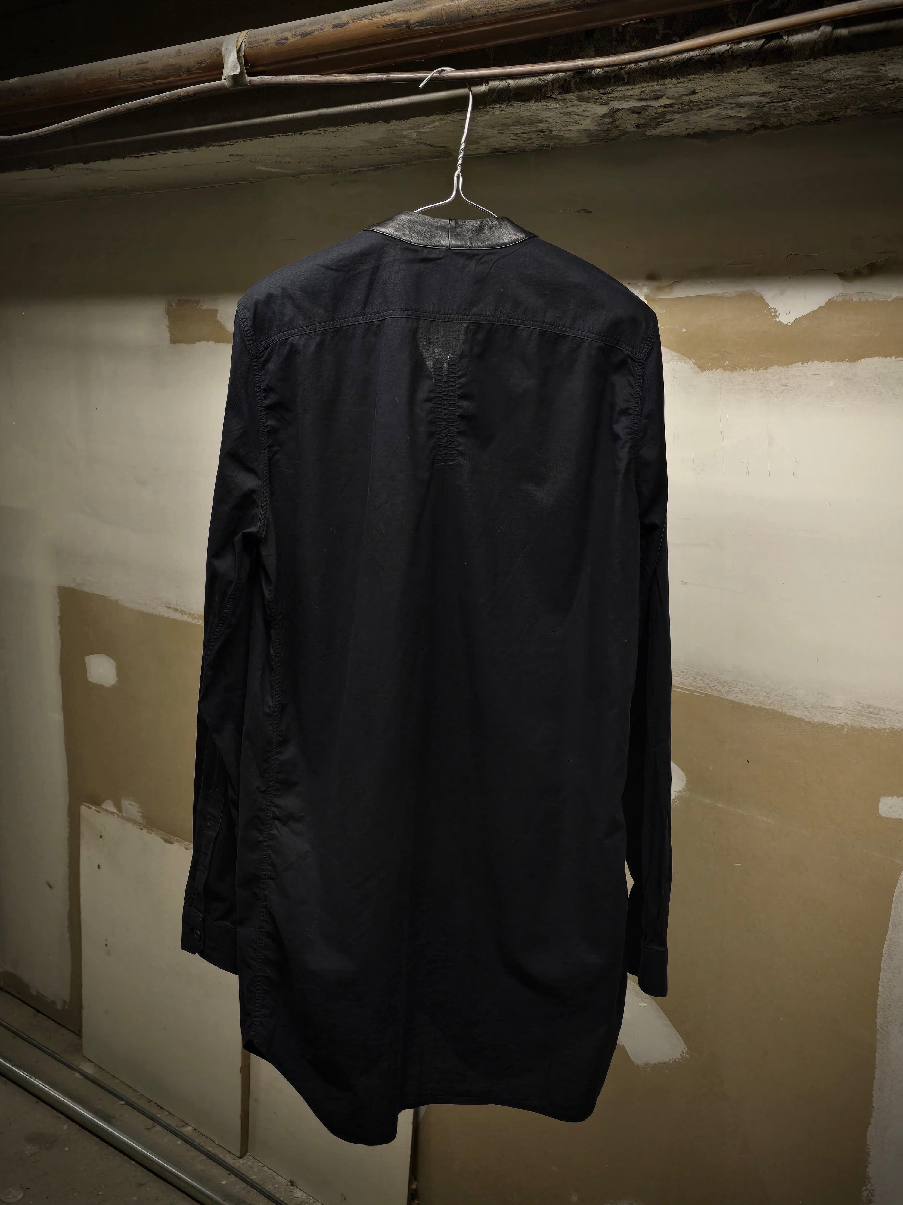 Rick Owens SS16 Cyclops Leather Trim Mandarin Shirt | L – DRIEW