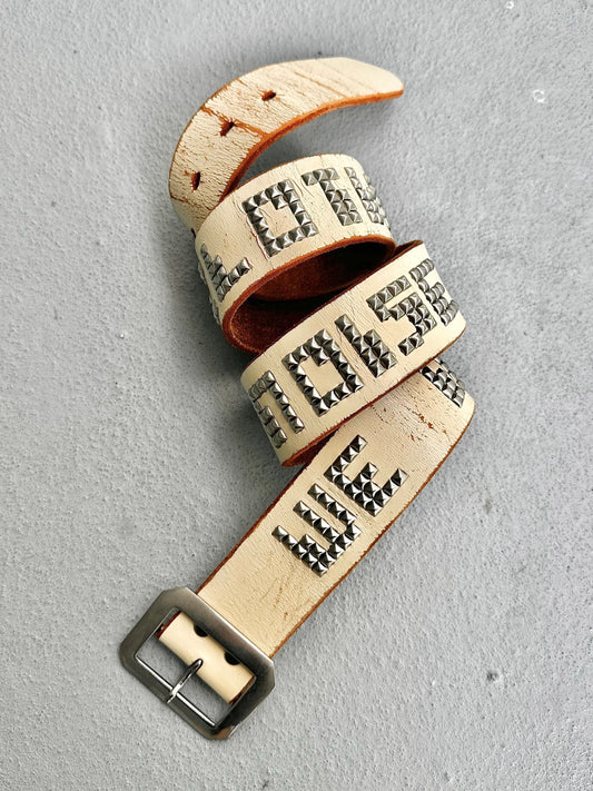 UNDERCOVER Early 00s “We Make Noise Not Clothes” Distressed Leather Belt