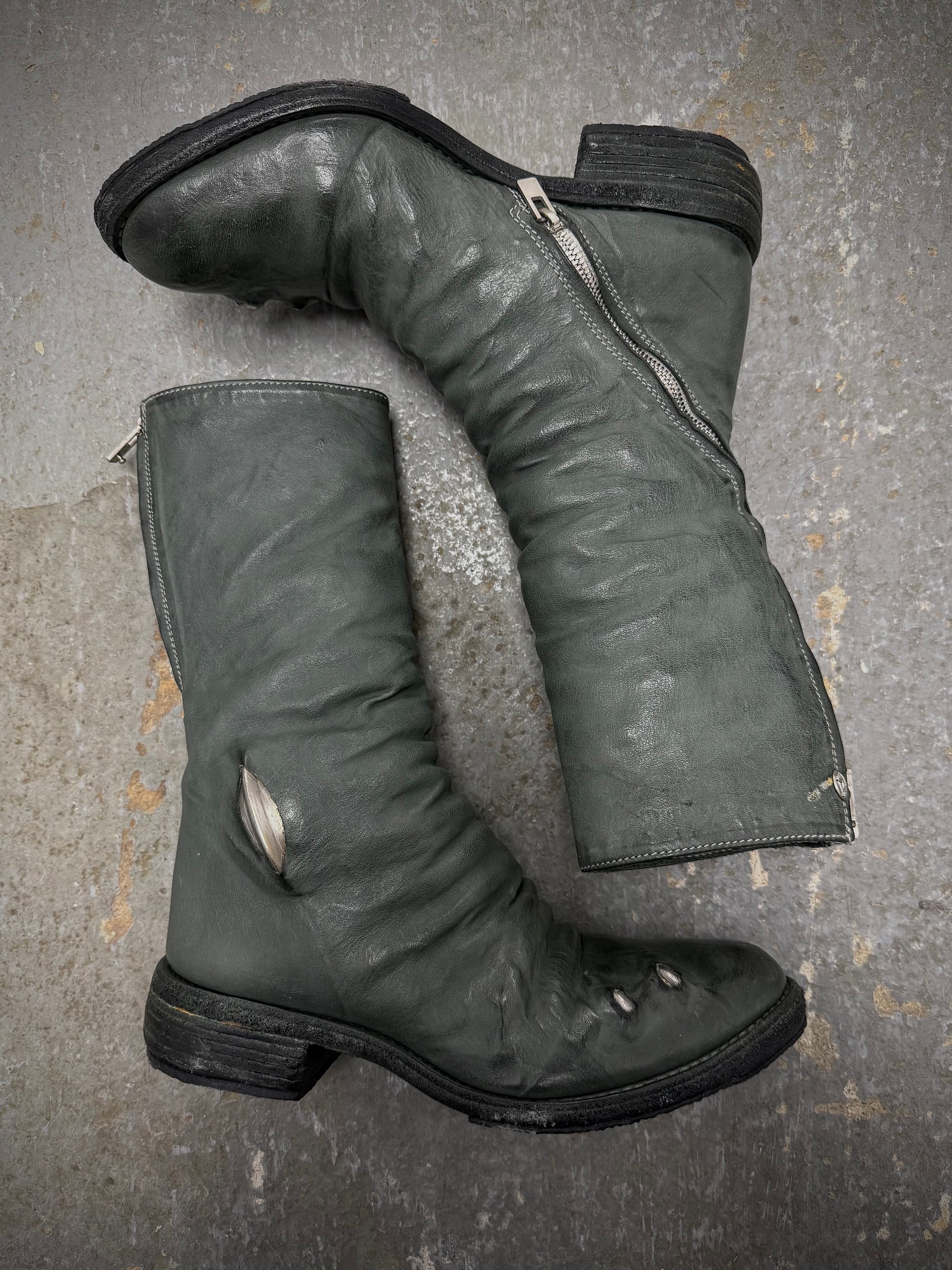Carol Christian Poell ‘AM/2687P ROOMS-PTC/19’ Kangaroo Leather Titanium Prosthetic Tornado Zip Boot | Archive Fashion Toronto