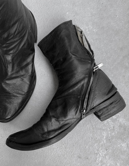 Carol Christian Poell ‘AM/2601 ROOMS-PTC/33’ Black Object-dyed Kangaroo Leather Tornado Boots