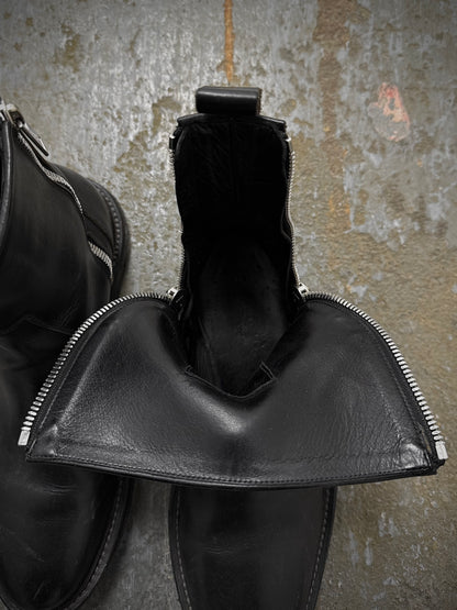 Rick Owens AW13 “PLINTH” Dual Zip Crepe Sole Calf Leather Boots detail | DRIEW GARMENTS