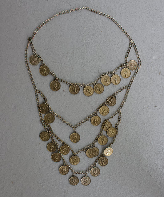 Vintage 00s Coins Multi-chain Necklace