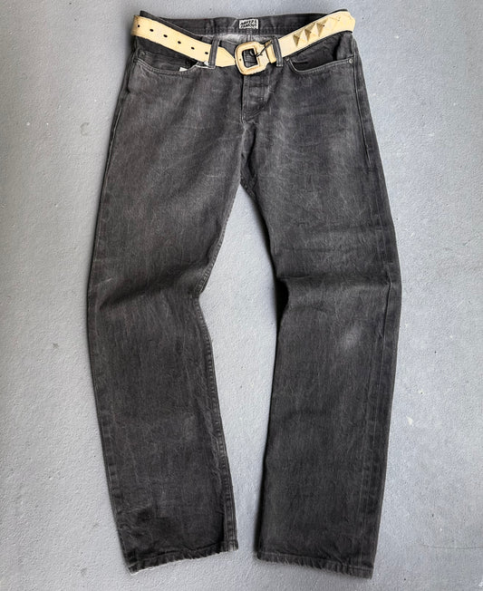 Naked & Famous Denim Washed Grey Selvage Bootcut Denim