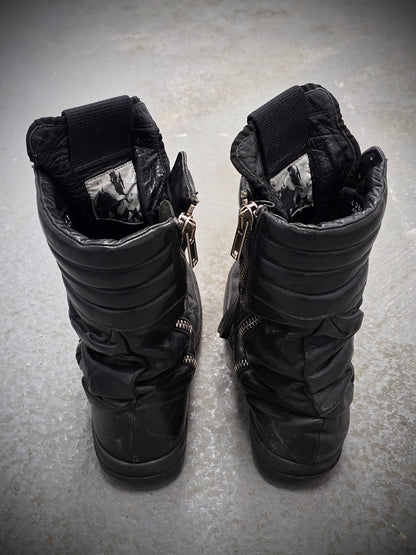 Rick Owens AW12 “MOUNTAIN” All-black Calfskin Leather Cargobasket Sneakers