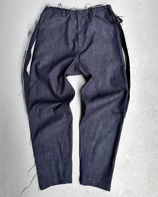 Y’s by Yohji Yamamoto SS05 Frayed Tape Line Bootcut Indigo Denim