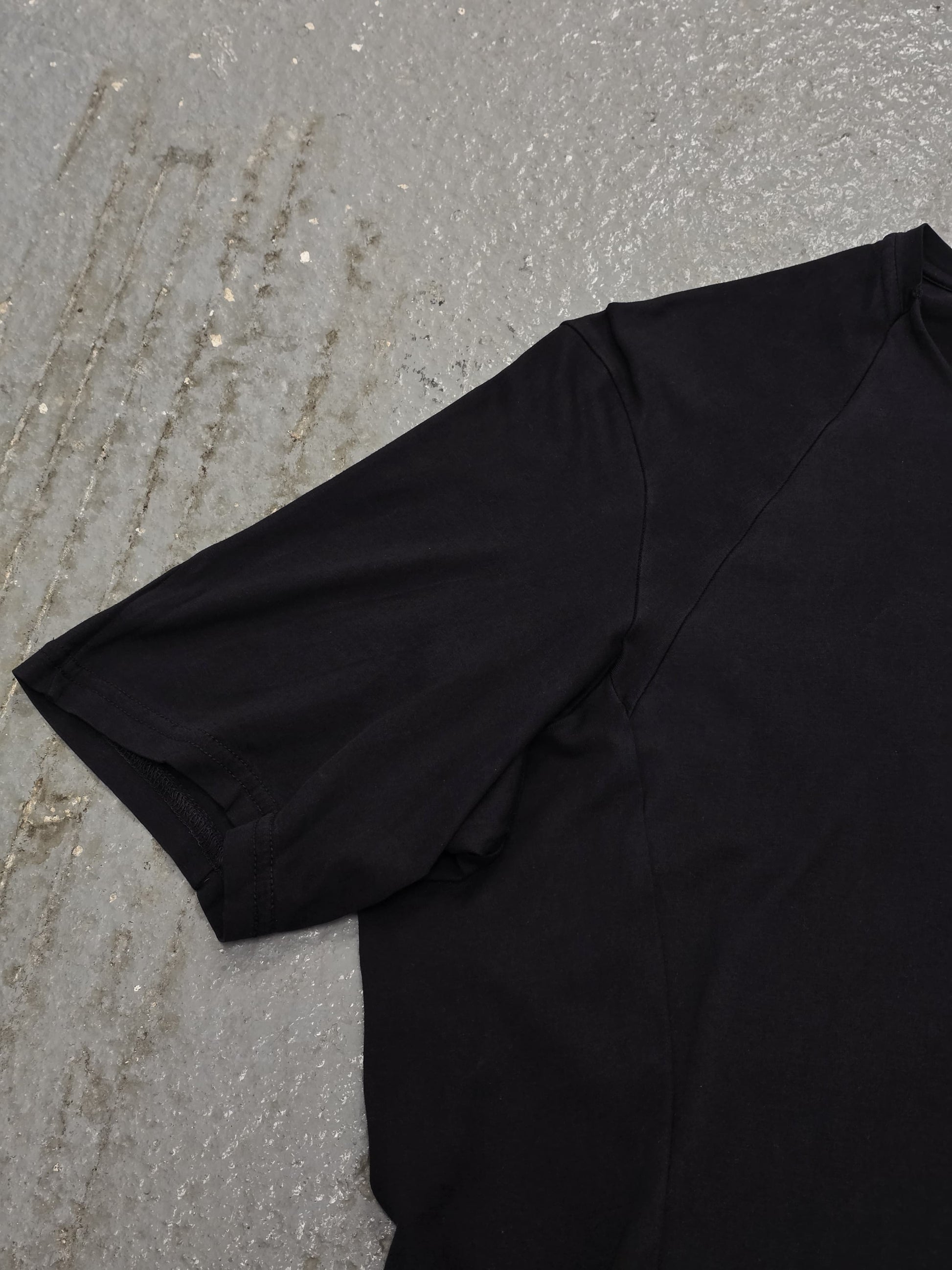 DEVOA Rolled Neck Blistered Leather Back Seam Panel T-shirt detail | DRIEW GARMENTS