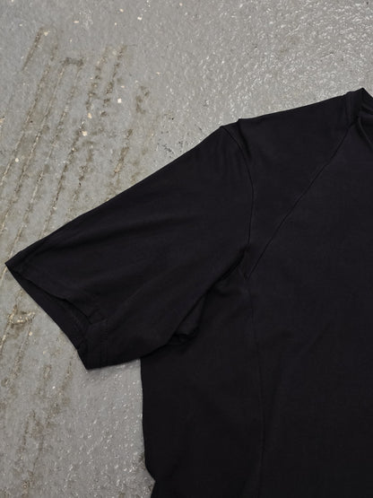 DEVOA Rolled Neck Blistered Leather Back Seam Panel T-shirt detail | DRIEW GARMENTS