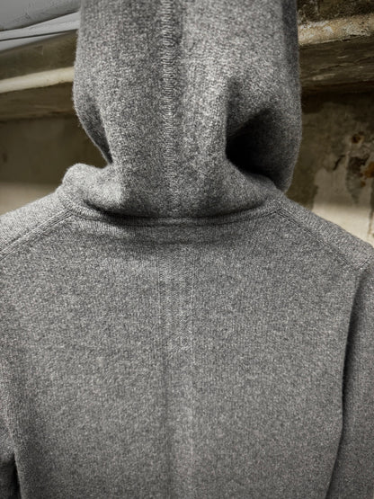 Rick Owens AW20 "PERFORMA" GREY Hooded Cashmere Knit Sweater detail | DRIEW GARMENTS
